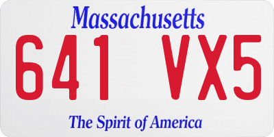 MA license plate 641VX5