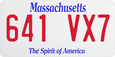 MA license plate 641VX7