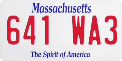 MA license plate 641WA3