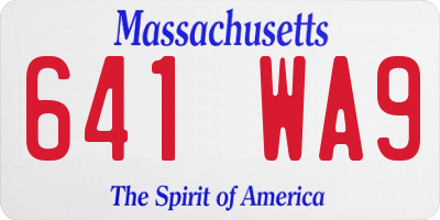 MA license plate 641WA9
