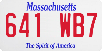 MA license plate 641WB7