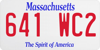 MA license plate 641WC2