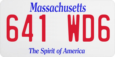 MA license plate 641WD6