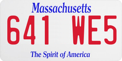 MA license plate 641WE5