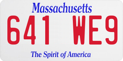 MA license plate 641WE9