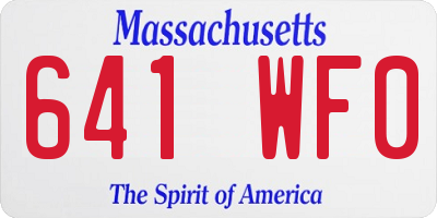 MA license plate 641WF0