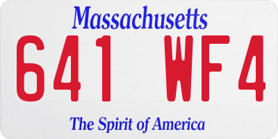 MA license plate 641WF4