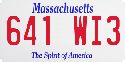 MA license plate 641WI3