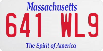 MA license plate 641WL9