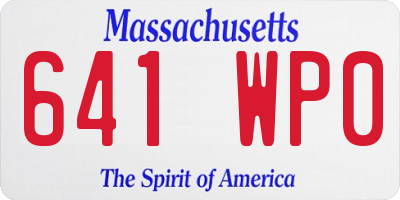 MA license plate 641WP0