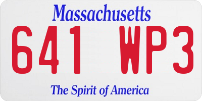 MA license plate 641WP3