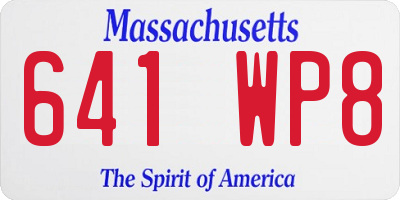 MA license plate 641WP8