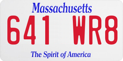 MA license plate 641WR8