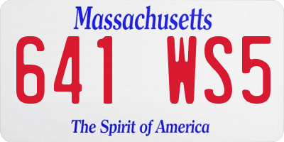 MA license plate 641WS5