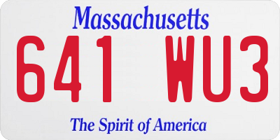 MA license plate 641WU3