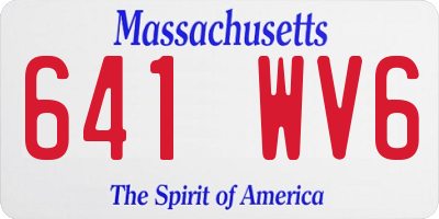 MA license plate 641WV6