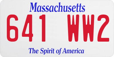 MA license plate 641WW2