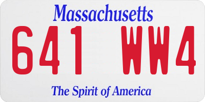 MA license plate 641WW4