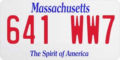 MA license plate 641WW7