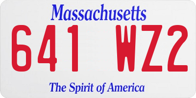 MA license plate 641WZ2