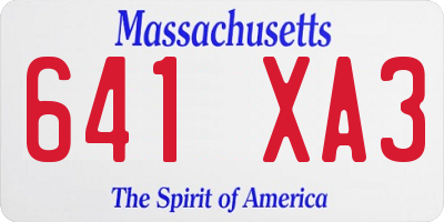 MA license plate 641XA3
