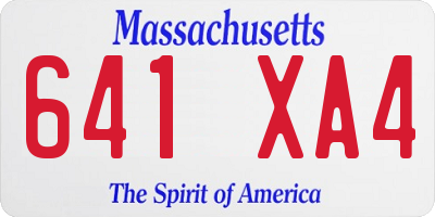 MA license plate 641XA4