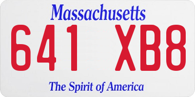 MA license plate 641XB8