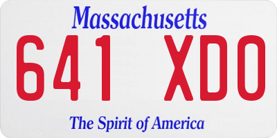 MA license plate 641XD0