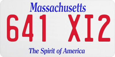 MA license plate 641XI2