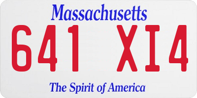 MA license plate 641XI4