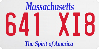 MA license plate 641XI8