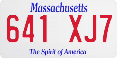 MA license plate 641XJ7