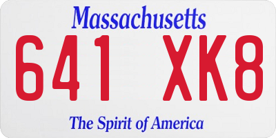 MA license plate 641XK8