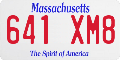 MA license plate 641XM8