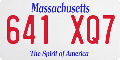 MA license plate 641XQ7