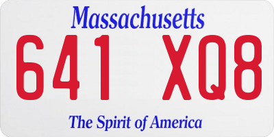 MA license plate 641XQ8