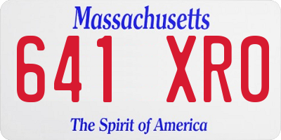 MA license plate 641XR0