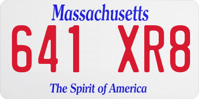 MA license plate 641XR8