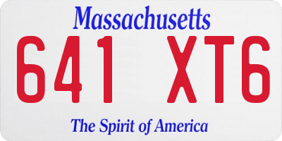 MA license plate 641XT6