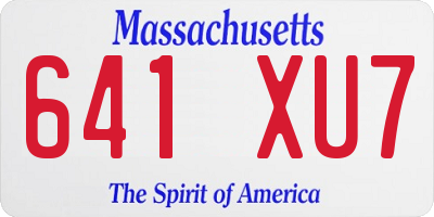 MA license plate 641XU7