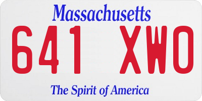 MA license plate 641XW0