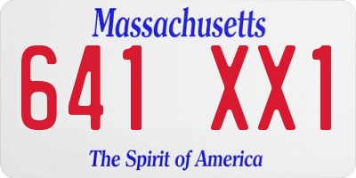 MA license plate 641XX1