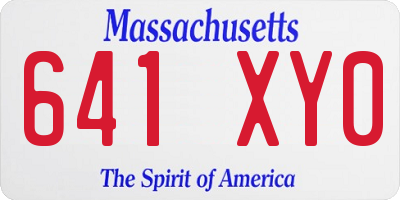MA license plate 641XY0
