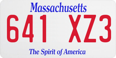 MA license plate 641XZ3