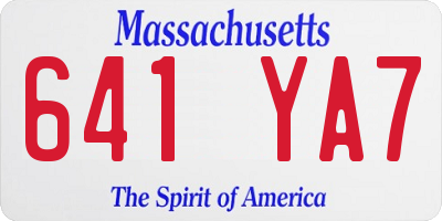 MA license plate 641YA7