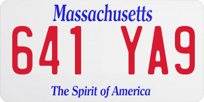 MA license plate 641YA9