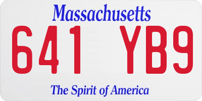 MA license plate 641YB9