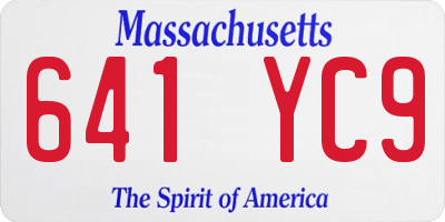 MA license plate 641YC9