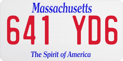 MA license plate 641YD6