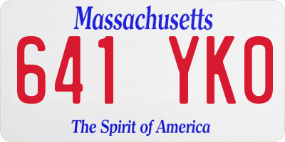 MA license plate 641YK0
